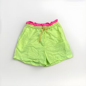 Vintage‎ Bimini Bay Shorts Womens M 90s Neon Green Surf Beach Swim Trunks